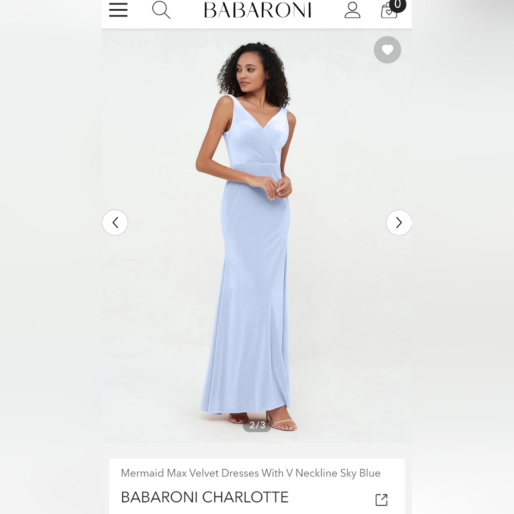 Barbaroni Mermaid Max Velvet Dresses with V Neckline Sky Blue, Size 8